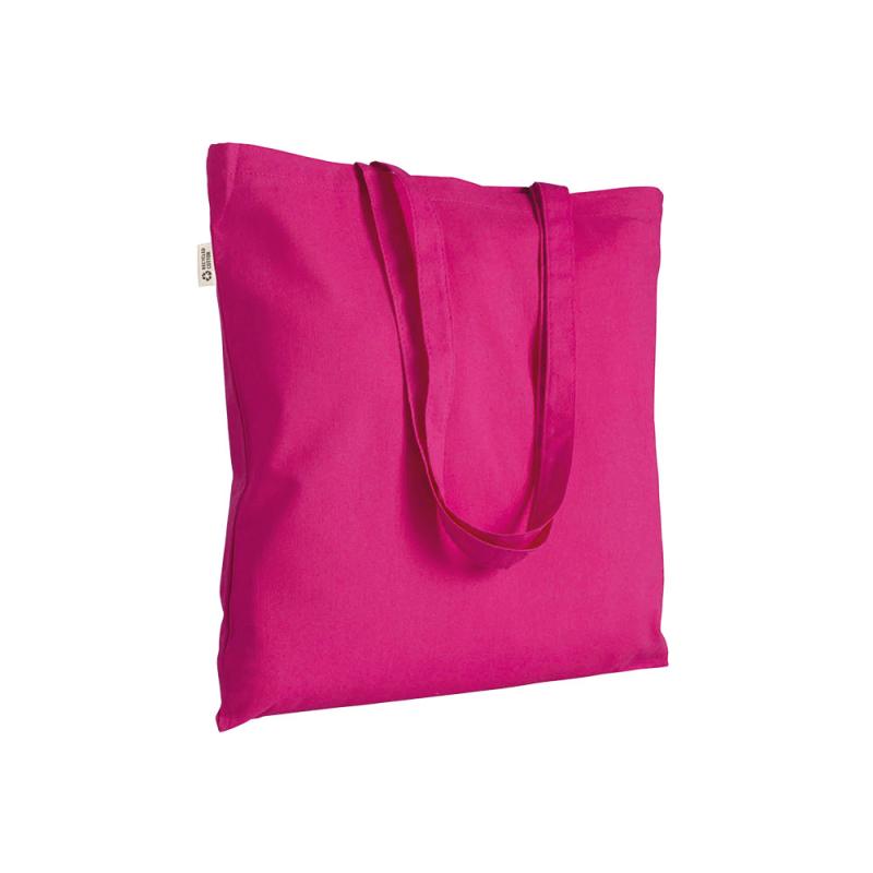 Bolsa shopper de color liso en algodón reciclado de 140 g/m2. Certificado GRS