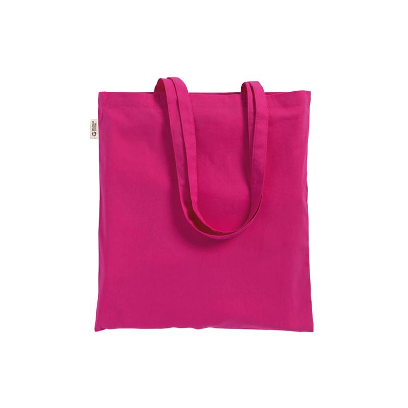 Bolsa shopper de color liso en algodón reciclado de 140 g/m2. Certificado GRS