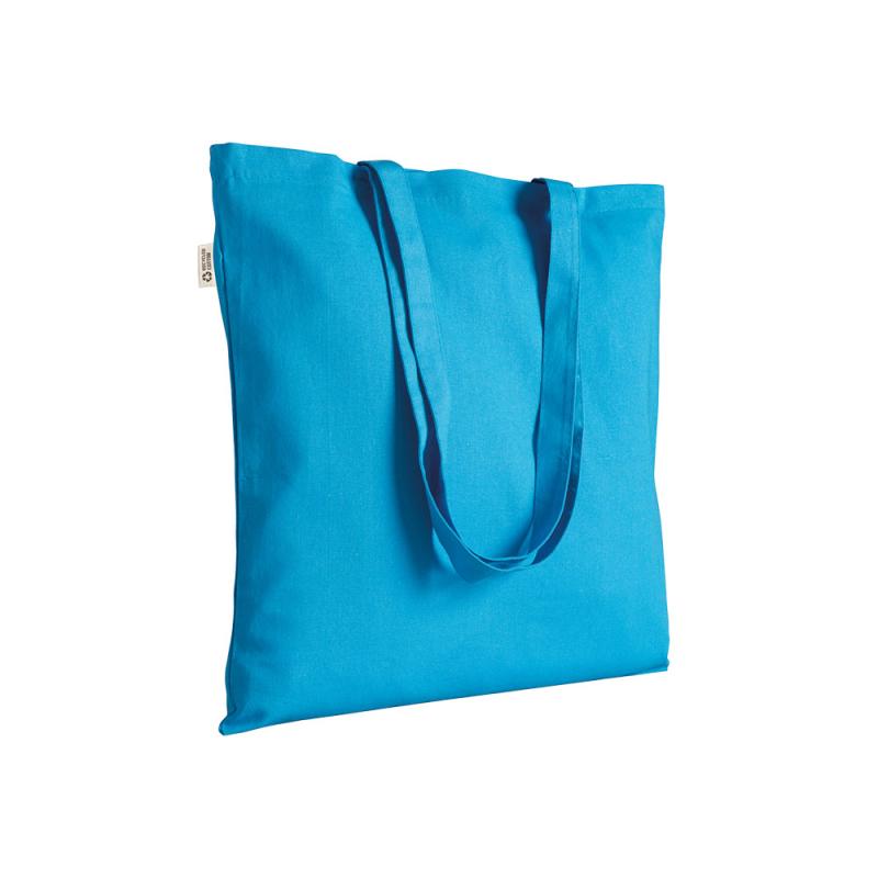 Bolsa shopper de color liso en algodón reciclado de 140 g/m2. Certificado GRS