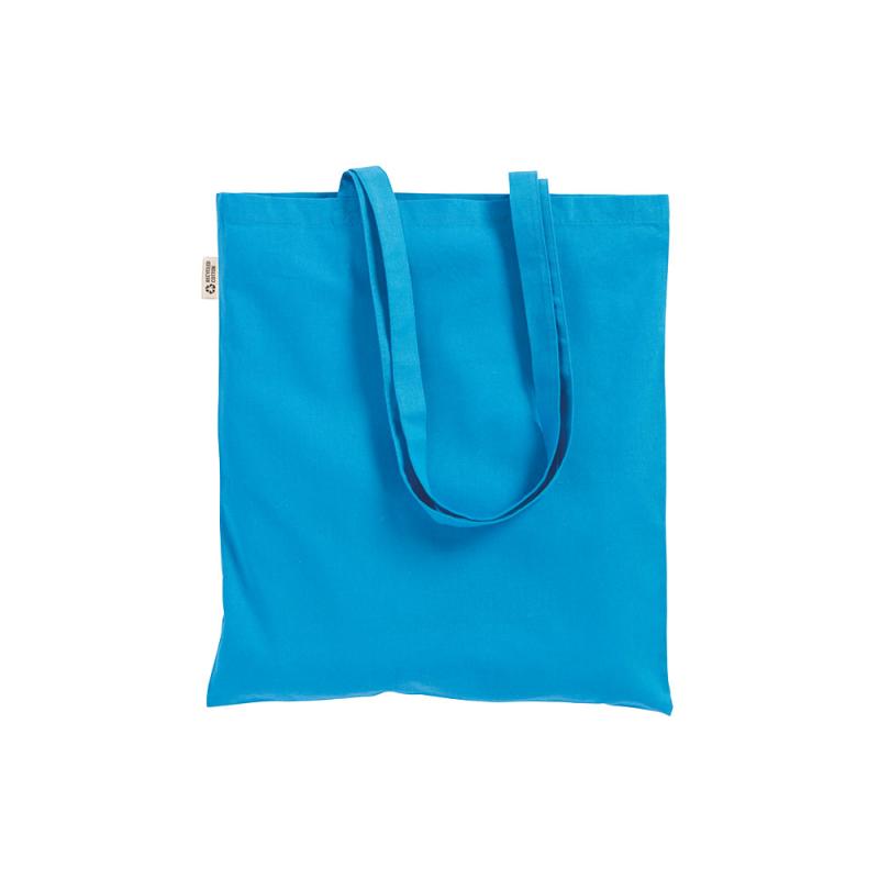 Bolsa shopper de color liso en algodón reciclado de 140 g/m2. Certificado GRS