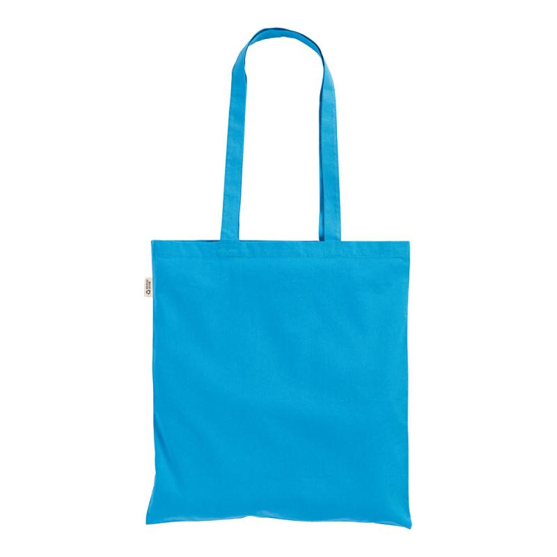 Bolsa shopper de color liso en algodón reciclado de 140 g/m2. Certificado GRS