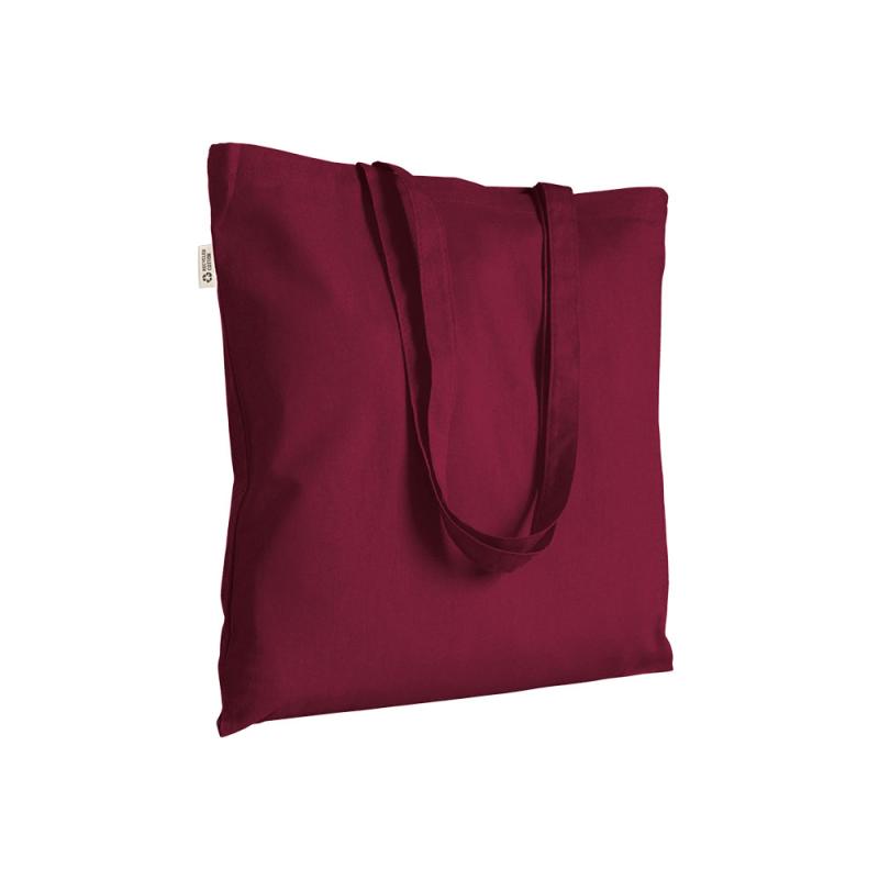 Bolsa shopper de color liso en algodón reciclado de 140 g/m2. Certificado GRS