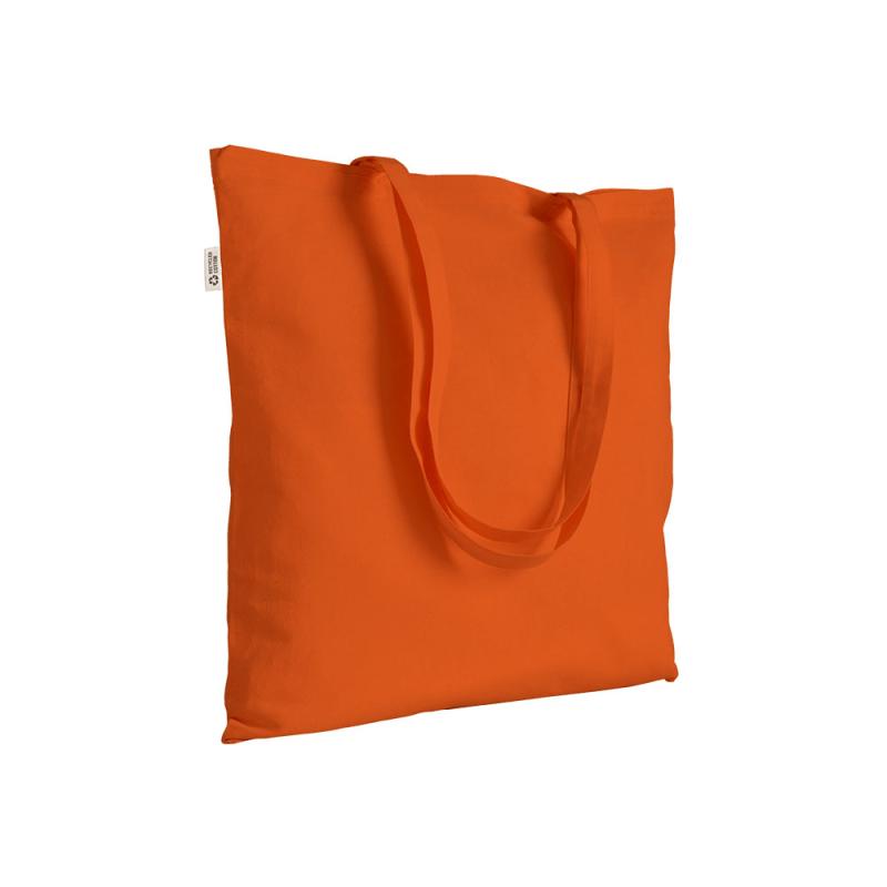 Bolsa shopper de color liso en algodón reciclado de 140 g/m2. Certificado GRS