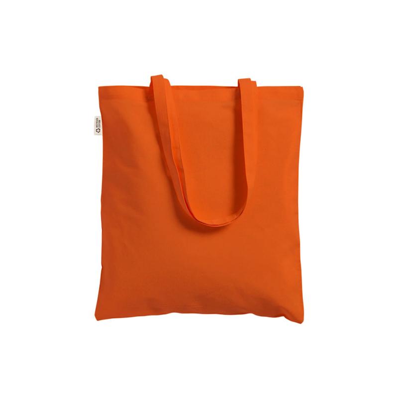Bolsa shopper de color liso en algodón reciclado de 140 g/m2. Certificado GRS