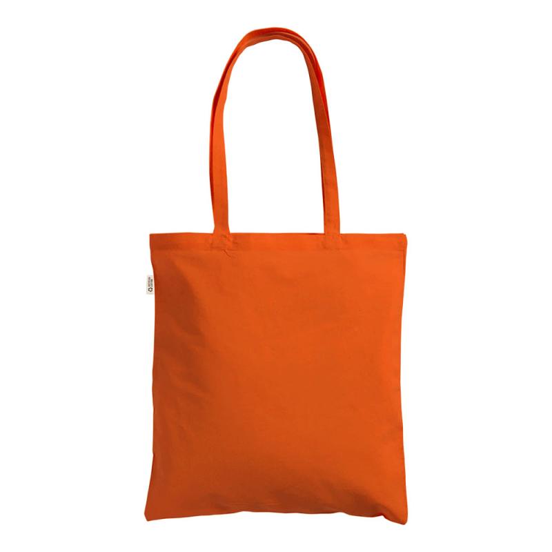 Bolsa shopper de color liso en algodón reciclado de 140 g/m2. Certificado GRS