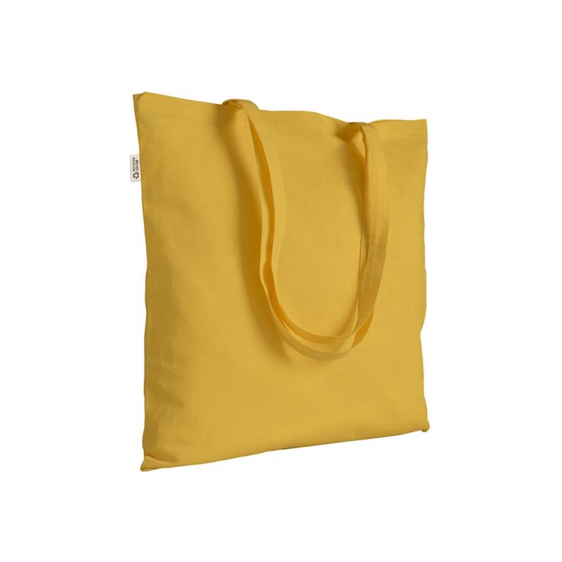 Bolsa shopper de color liso en algodón reciclado de 140 g/m2. Certificado GRS