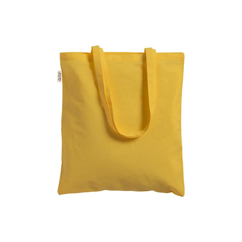 Bolsa shopper de color liso en algodón reciclado de 140 g/m2. Certificado GRS