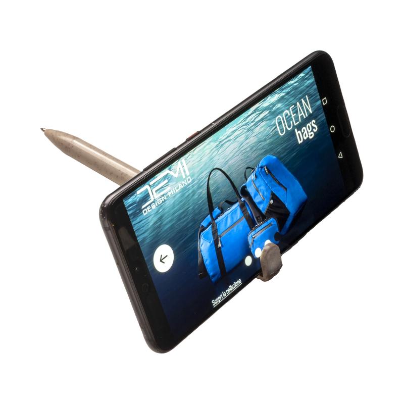 Bolígrafo giratorio de PP y paja de trigo con soporte para teléfono móvil