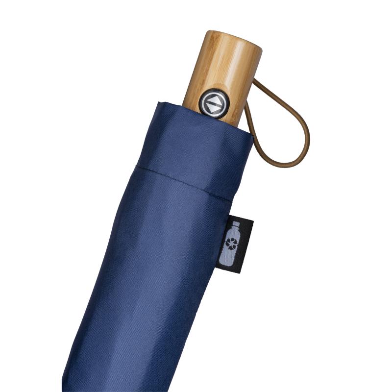 Paraguas mini automático de R-PET con mango de bambú