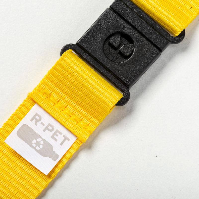 Lanyard para el cuello de poliéster reciclado R-PET con mosquetón y cierre de seguridad