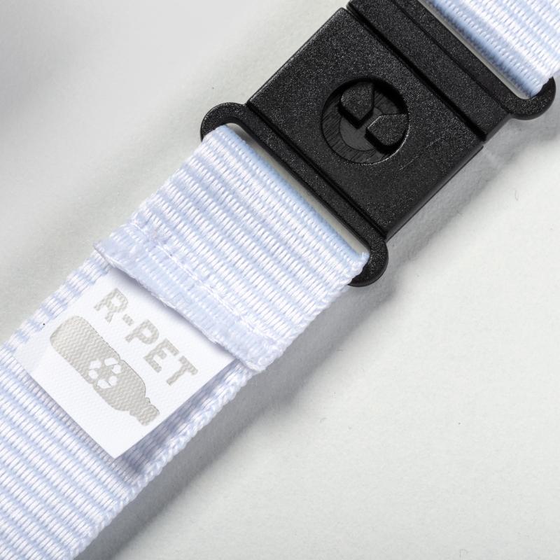 Lanyard para el cuello de poliéster reciclado R-PET con mosquetón y cierre de seguridad