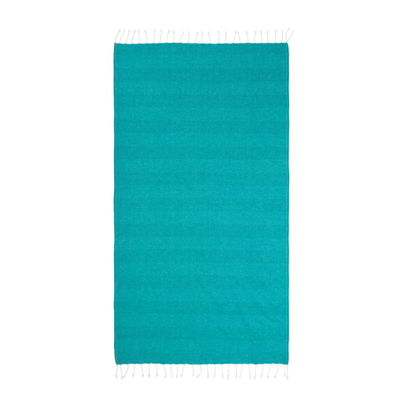 Toalla de playa/pareo de algodón reciclado de 180 g/m&sup2; con flecos, medida 90x170 cm