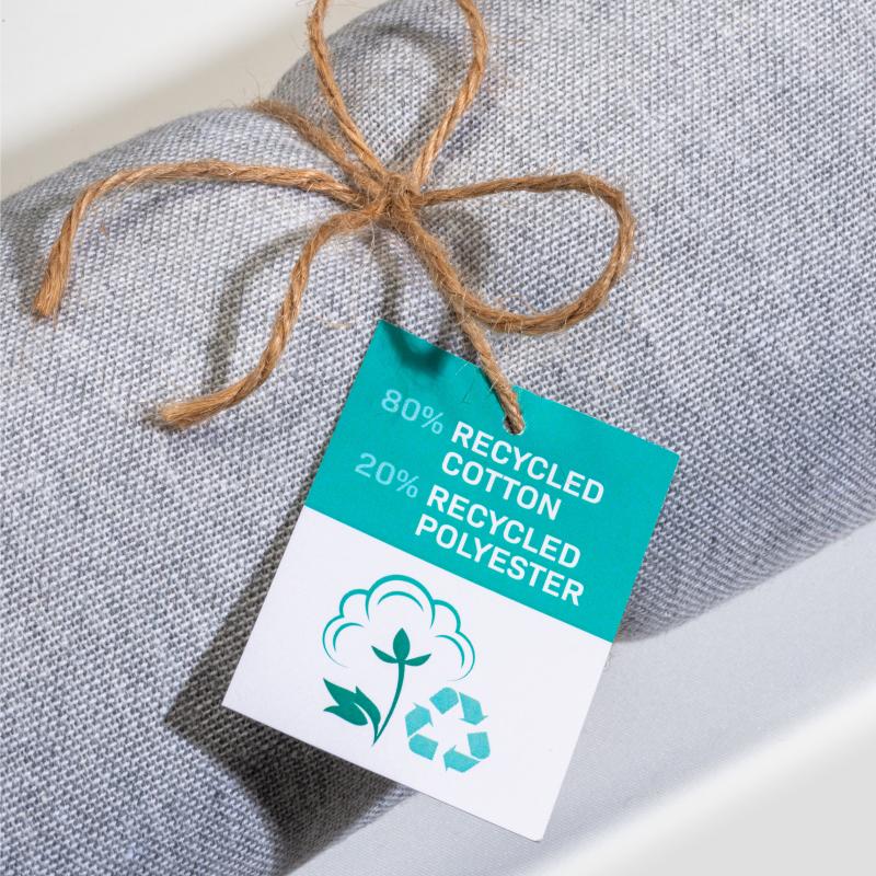 Toalla de playa/pareo de algodón reciclado de 180 g/m&sup2; con flecos, medida 90x170 cm