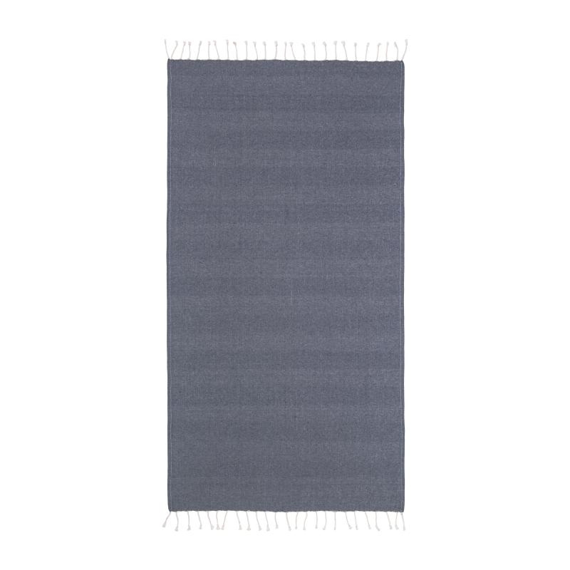 Toalla de playa/pareo de algodón reciclado de 180 g/m&sup2; con flecos, medida 90x170 cm