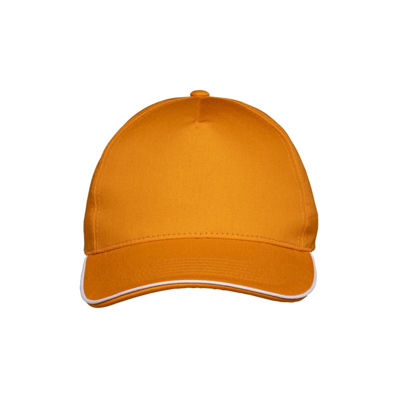 Gorra de algodón de 5 paneles, visera tipo sandwich en contraste y cierre con velcro