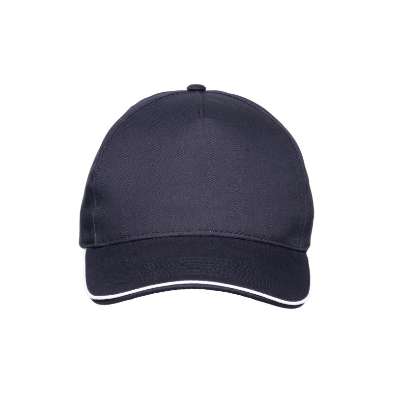 Gorra de algodón de 5 paneles, visera tipo sandwich en contraste y cierre con velcro