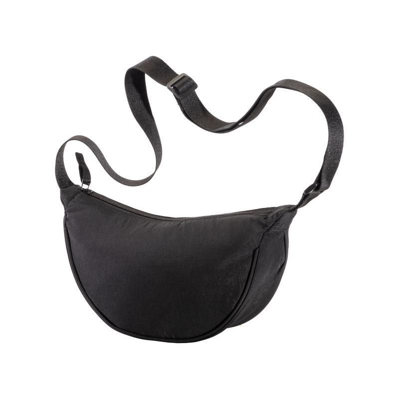 Bolso redondo de nylon con correa ajustable y cierre con cremallera