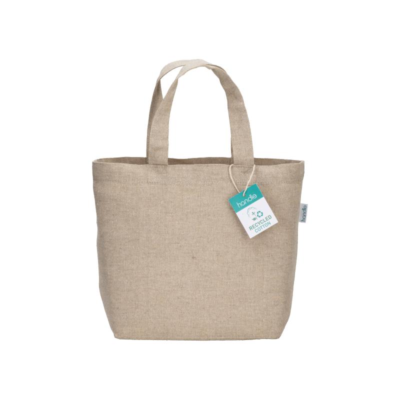 Bolsa de algodón reciclado, 150 g/m&sup2;, con asas cortas