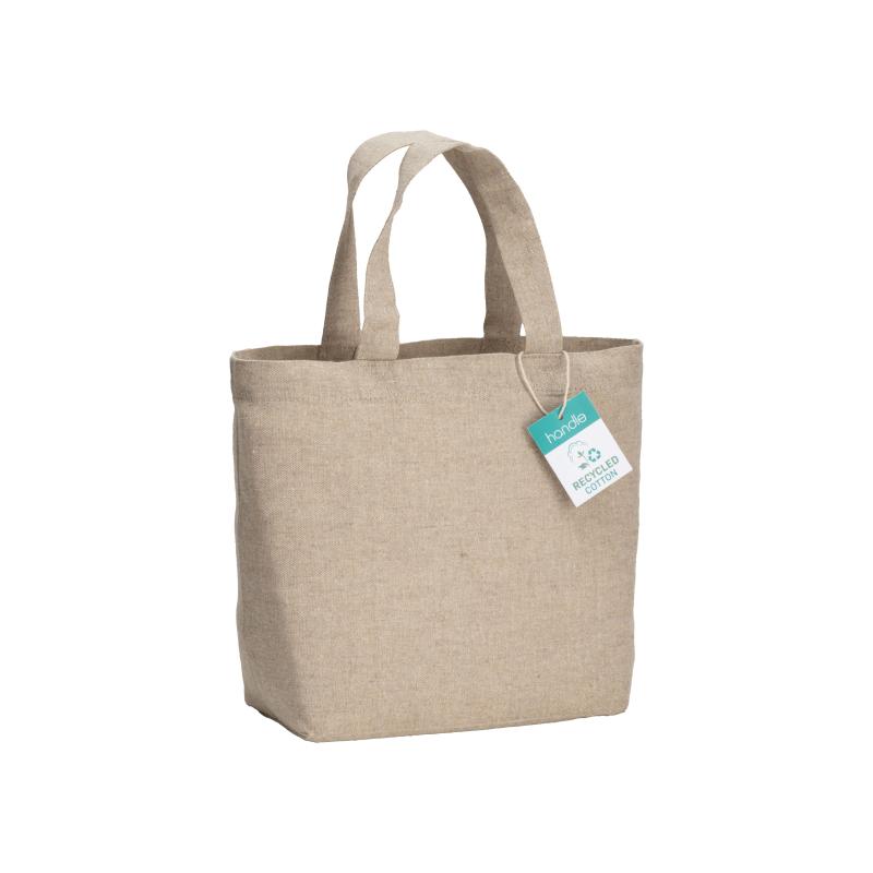 Bolsa de algodón reciclado, 150 g/m&sup2;, con asas cortas
