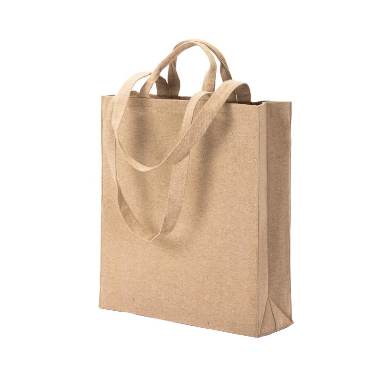Bolsa con fuelle de algodón reciclado, 280 g/m&sup2;, con doble asa.
