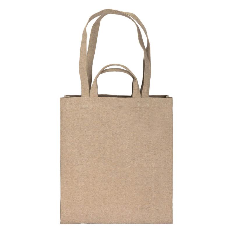 Bolsa con fuelle de algodón reciclado, 280 g/m&sup2;, con doble asa.