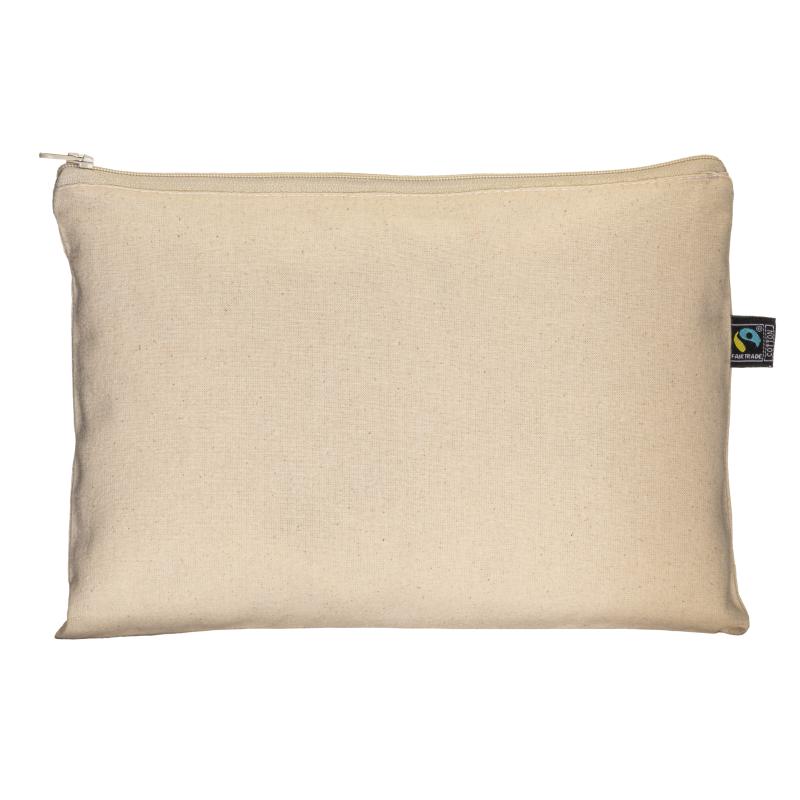 Neceser de algodón FAIRTRADE® de 180 g/m2 con cierre de cremallera
