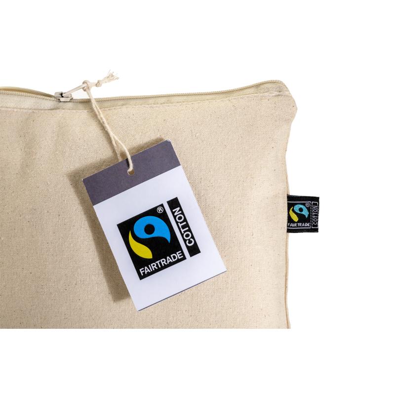 Neceser de algodón FAIRTRADE® de 180 g/m2 con cierre de cremallera