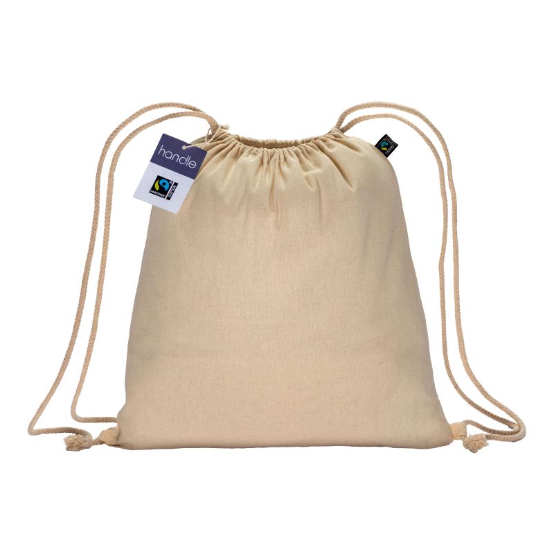 Mochila de algodón FAIRTRADE® 140 g/m&sup2; con cierre de cordón