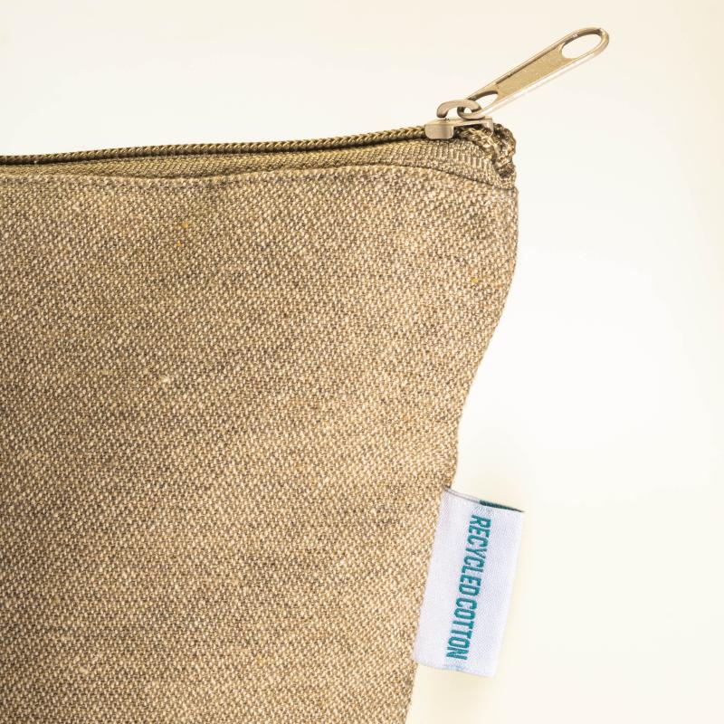 Neceser de algodón reciclado, 280 g/m&sup2;, con cremallera y fuelle en la base