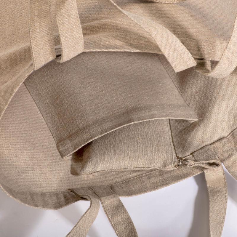 Bolsa con fuelle en la base de algodón reciclado, 280 g/m&sup2;, con cremallera y asas largas