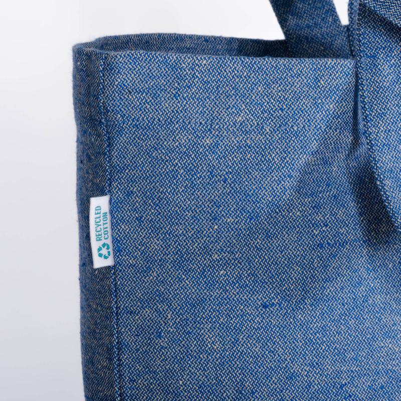 Bolsa con fuelle en la base de algodón reciclado, 280 g/m&sup2;, con cremallera y asas largas