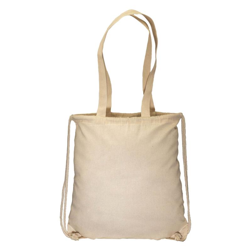 Mochila de algodón de 135 g/m&sup2;, con cierre de cordón y asas