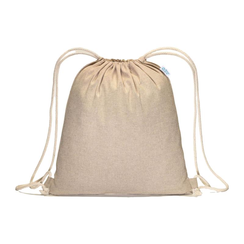 Mochila de algodón reciclado con efecto melange, 180 g/m&sup2;, con cierre de cordón