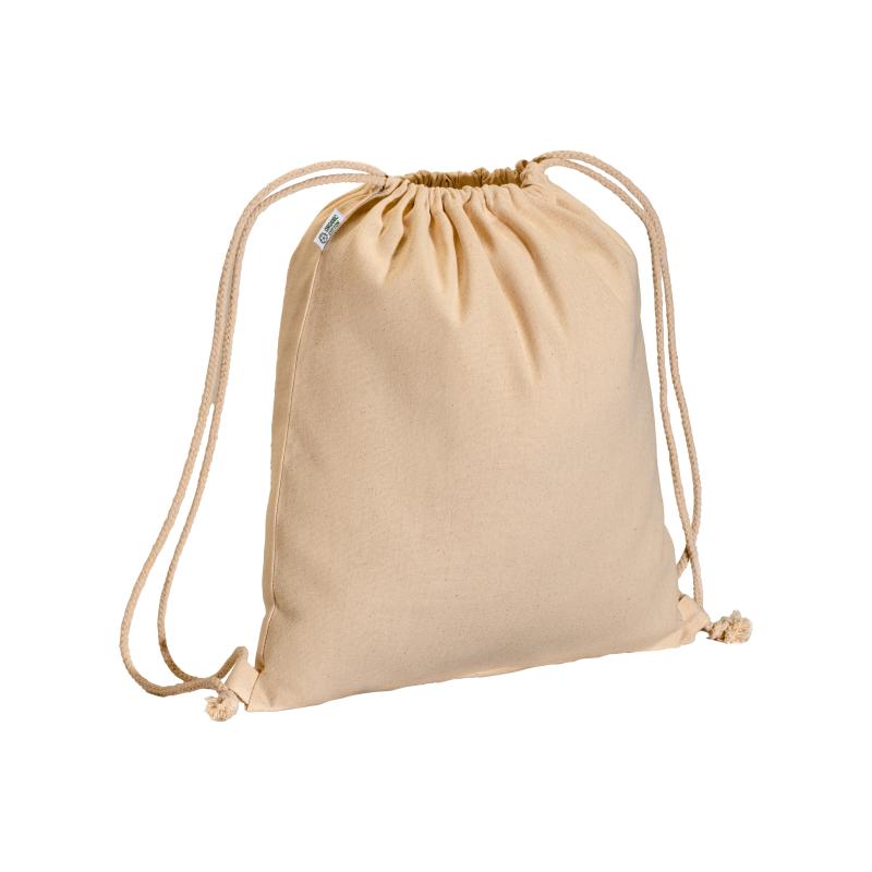 Mochila de algodón orgánico de 220 g/m&sup2;, con cierre de cordón.