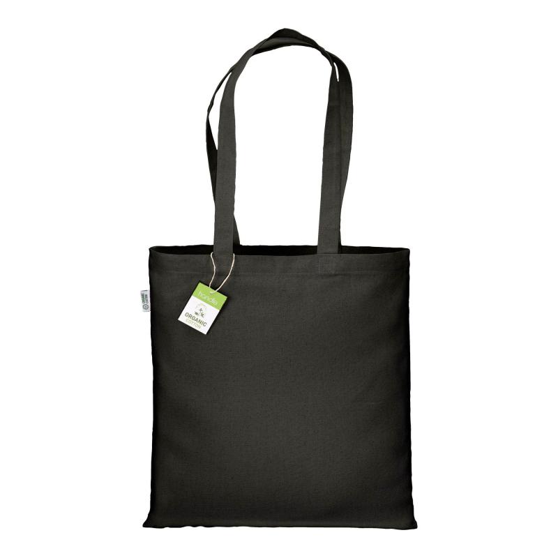 Bolsa de algodón orgánico de 220 g/m2, asas largas