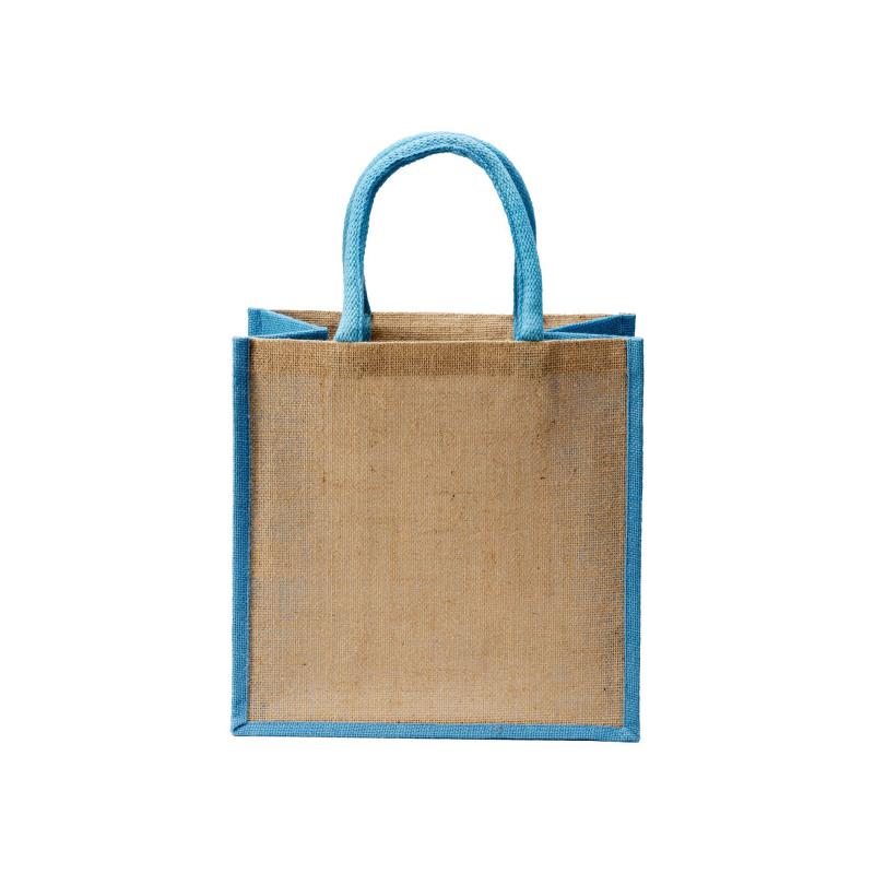 Bolsar de yute con asas y aplicaciones de colores