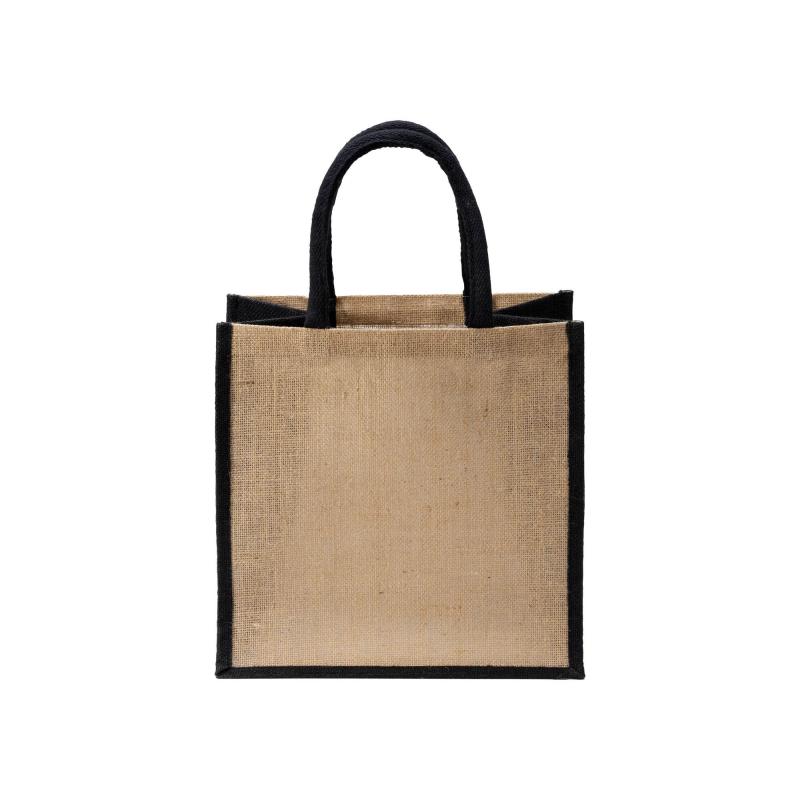 Bolsar de yute con asas y aplicaciones de colores