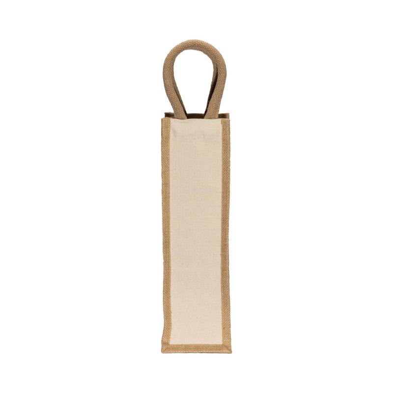 Bolsa para botellas de yute y algodón con asas de cuerda