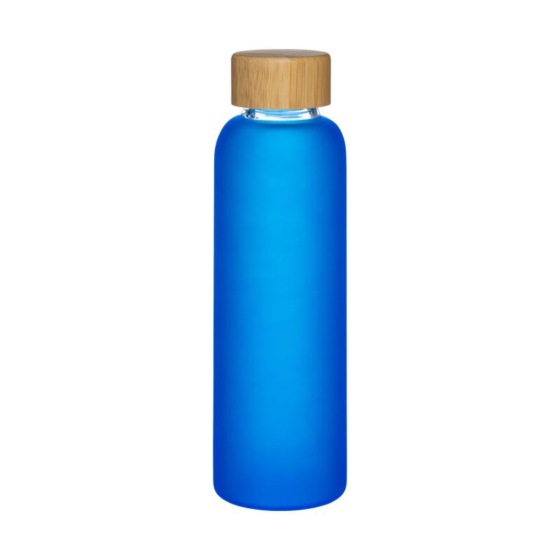 Botella de vidrio esmerilado y tapón de bambú, capacidad de 500 ml