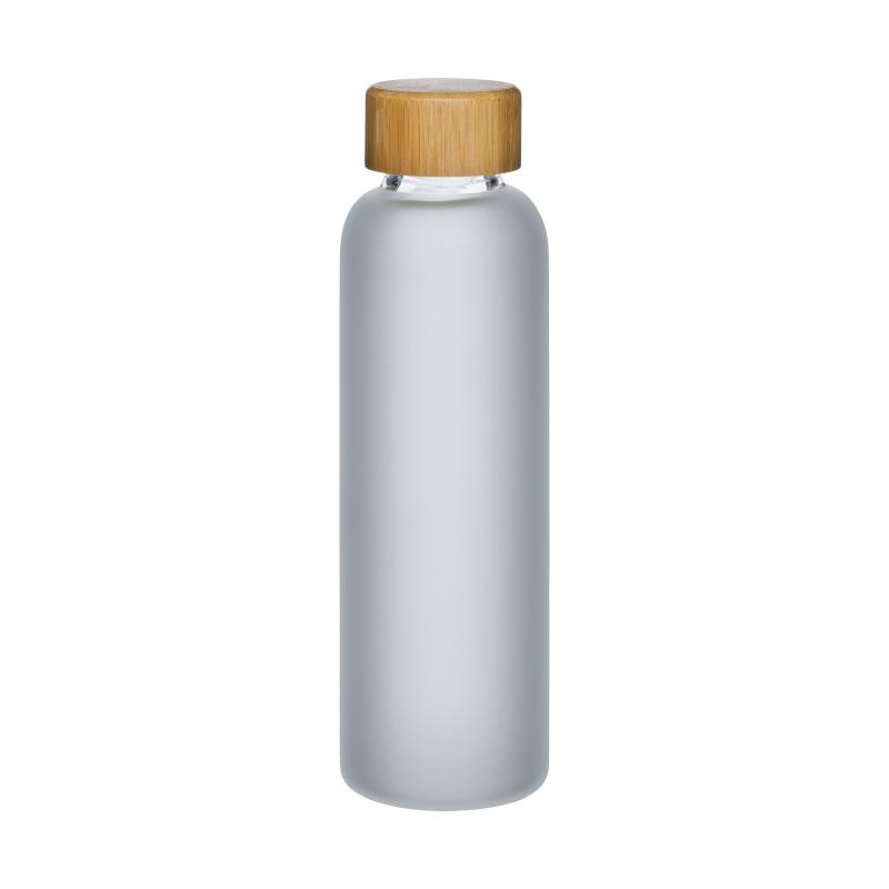Botella de vidrio esmerilado y tapón de bambú, capacidad de 500 ml