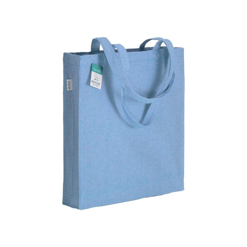 Bolsa de algodón reciclado 280 g/m2, asas largas y fuelle