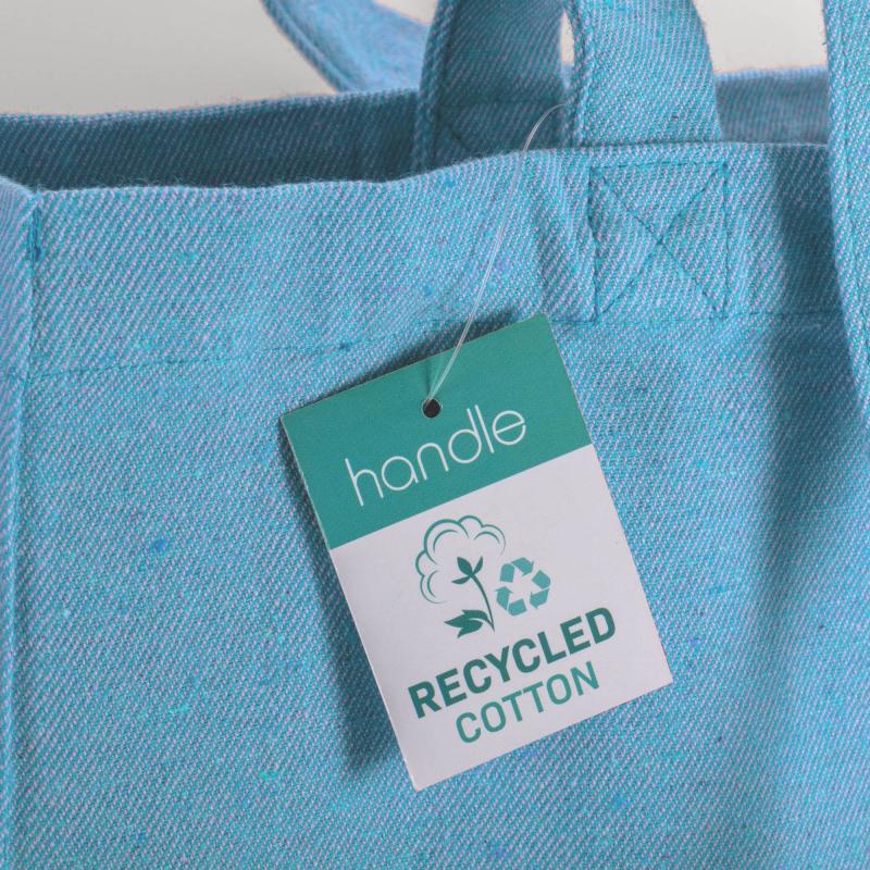 Bolsa de algodón reciclado 280 g/m2, asas largas y fuelle