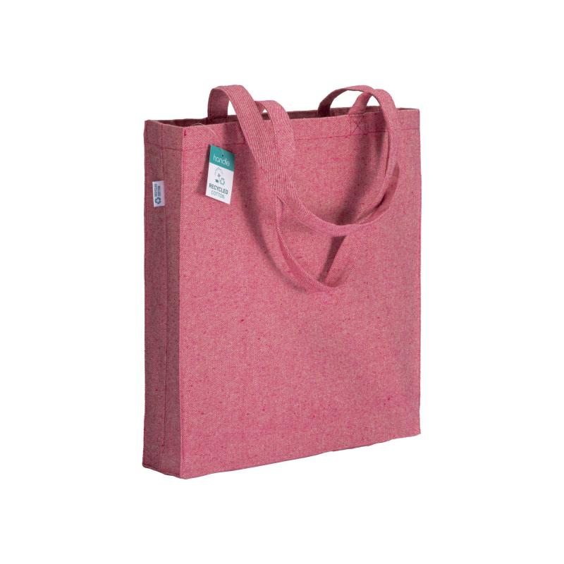 Bolsa de algodón reciclado 280 g/m2, asas largas y fuelle