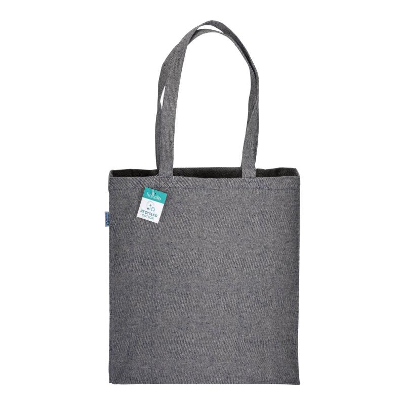 Bolsa de algodón reciclado 280 g/m2, asas largas y fuelle