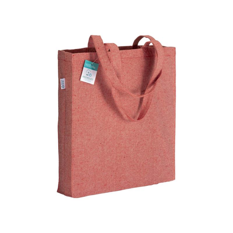 Bolsa de algodón reciclado 280 g/m2, asas largas y fuelle