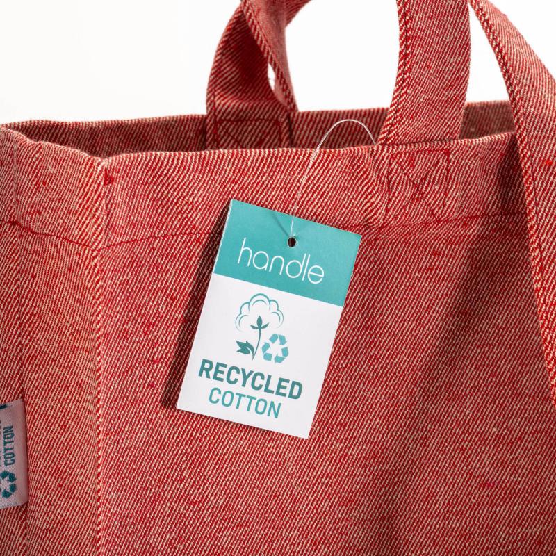 Bolsa de algodón reciclado 280 g/m2, asas largas y fuelle