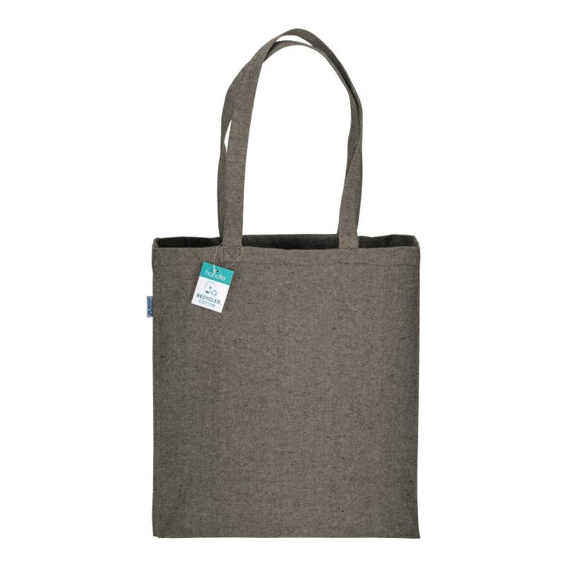 Bolsa de algodón reciclado 280 g/m2, asas largas y fuelle