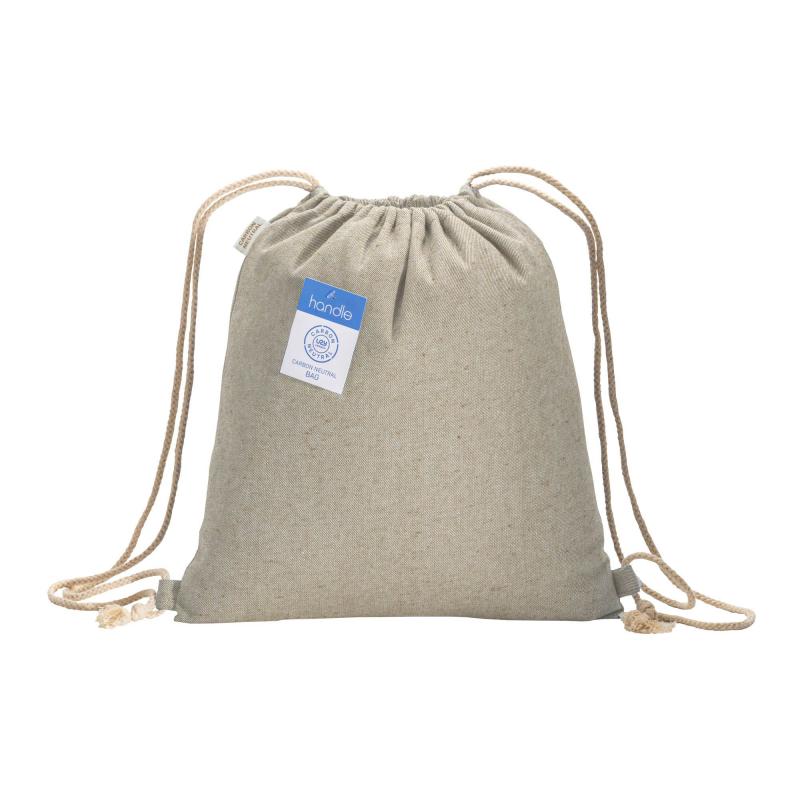 Mochila de 280 gr/m2 de algodón reciclado con efecto melange y cierre de cordón con ojal