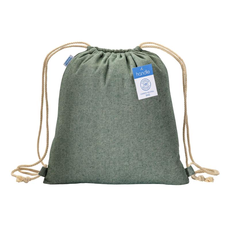 Mochila de 280 gr/m2 de algodón reciclado con efecto melange y cierre de cordón con ojal