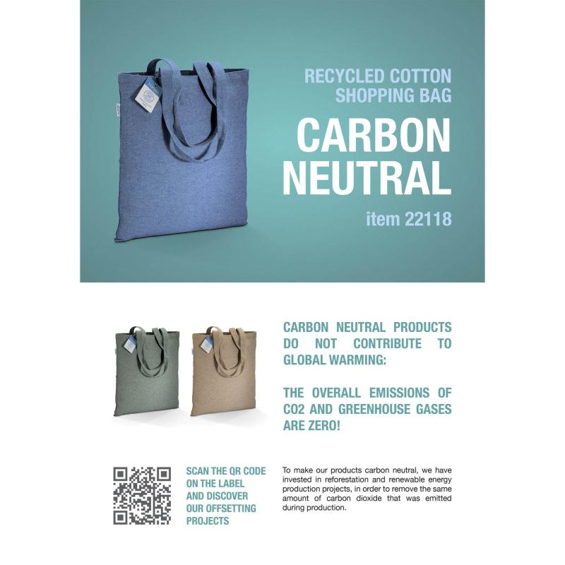 Bolsa de la compra de algodón reciclado neutro en carbono de 280 g/m2